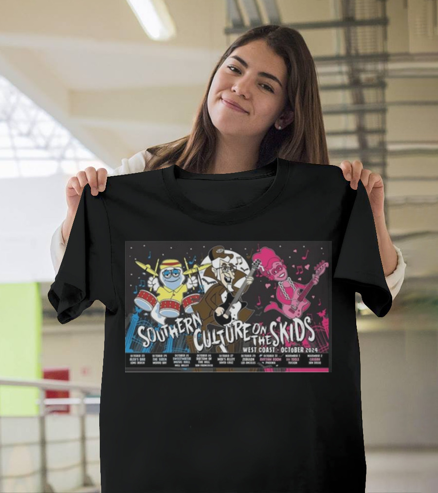 Southern Culture On The Skids Tour Dates West Coast October 2024 Nostalgic Cartoon Style Band Tour T-Shirt