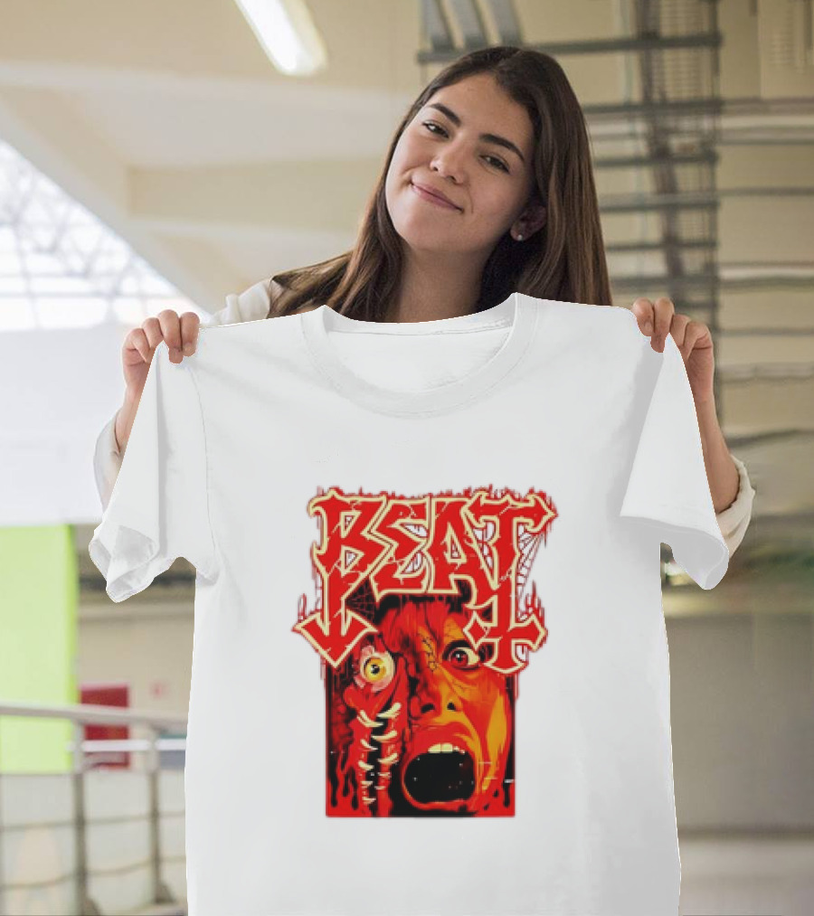 Beat Mutation Horror Zombie Face with Screaming Expression T-Shirt