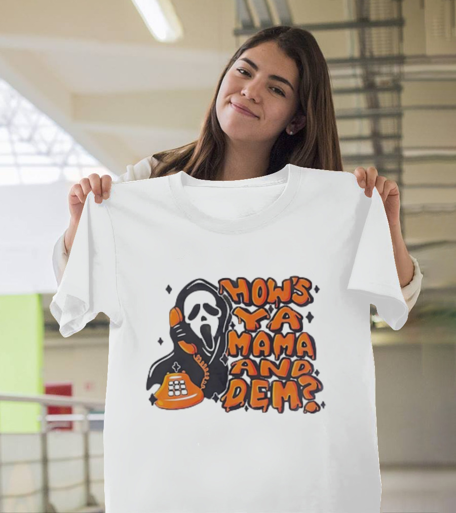 Ghostface How's Ya Mama And Dem Phone Call Retro 90s Horror T-Shirt
