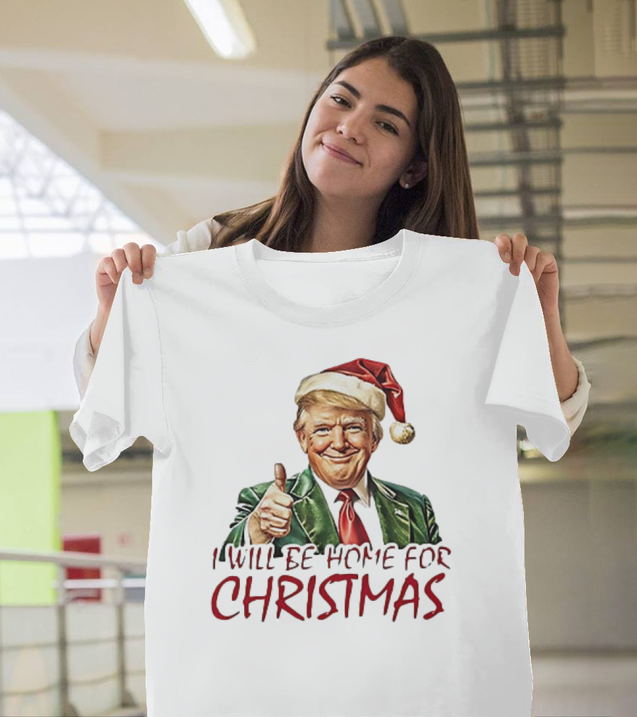 I'll Be Home for Christmas Santa Hat Thumbs Up T-Shirt