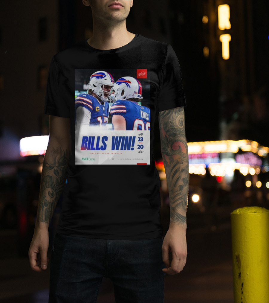 Bills Win 23-20 New York Jets NFL Victory Knox M&T Bank T-Shirt