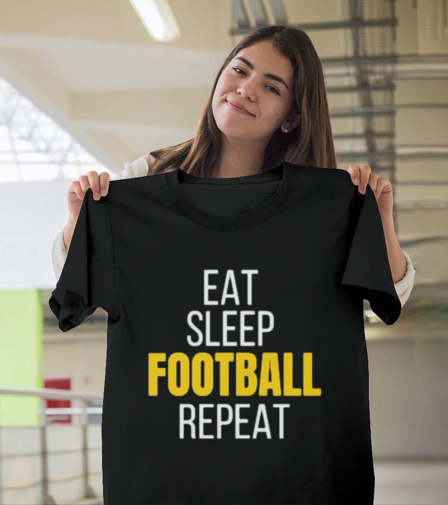 Pittsburgh Steelers Eat Sleep Football Repeat Black and Gold Fan Ritual T-Shirt