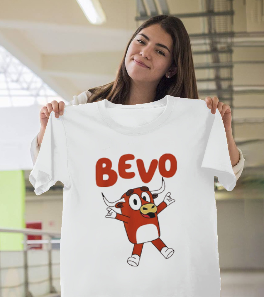 Bevo Cartoon Longhorn Bull Character Funny T-Shirt
