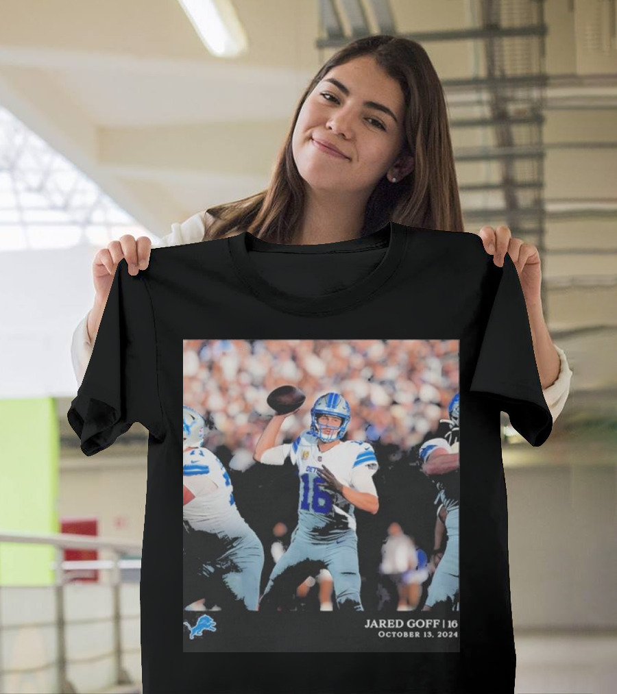 Jared Goff 16 Detroit Lions October 13 2024 NFL Football T-Shirt
