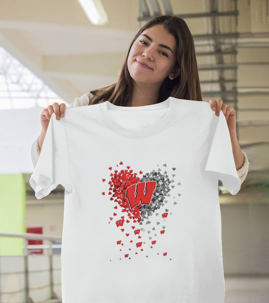 Wisconsin Badgers 2024 Heart Full of Football W T-Shirt