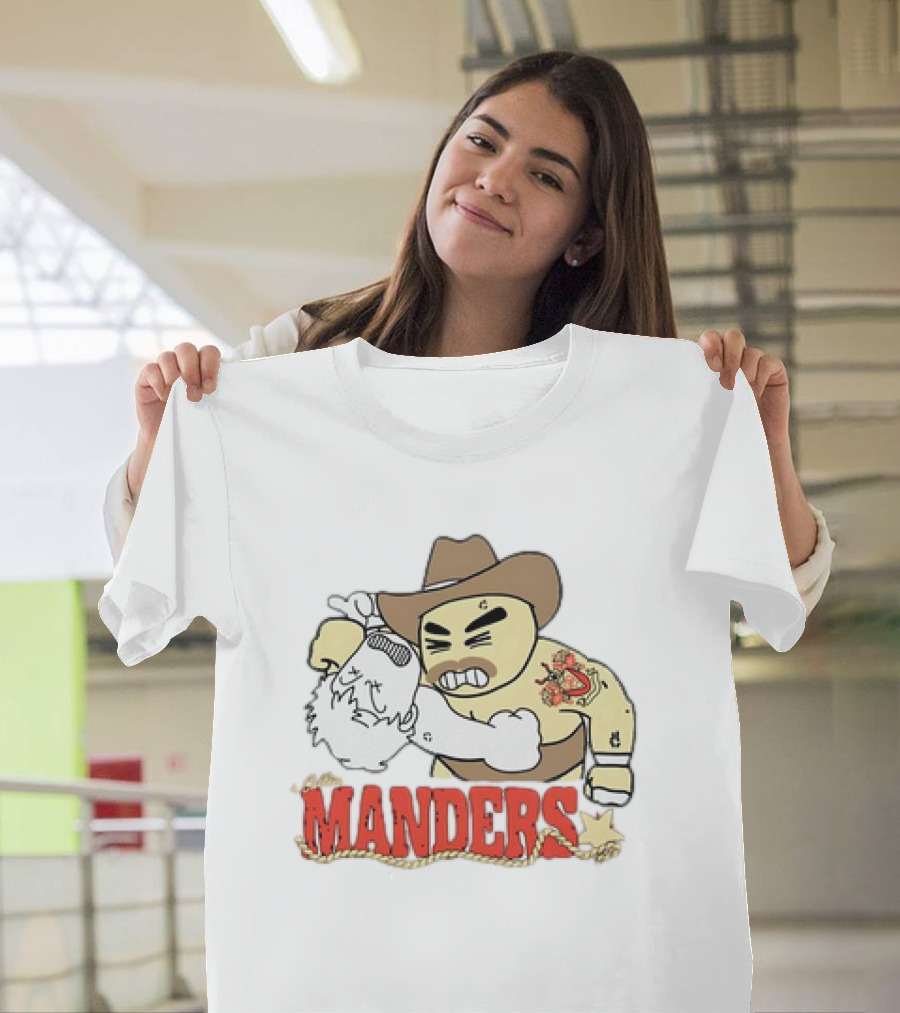 Manders Cartoon Cowboy Punching Drawing T-Shirt