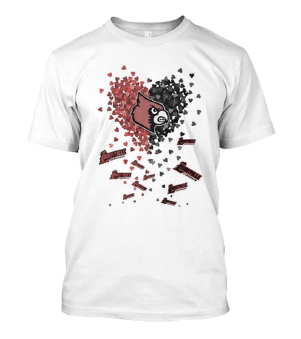Louisville Cardinals Passionate Heart Emblem Surrounded By Vibrant Heart T-Shirt