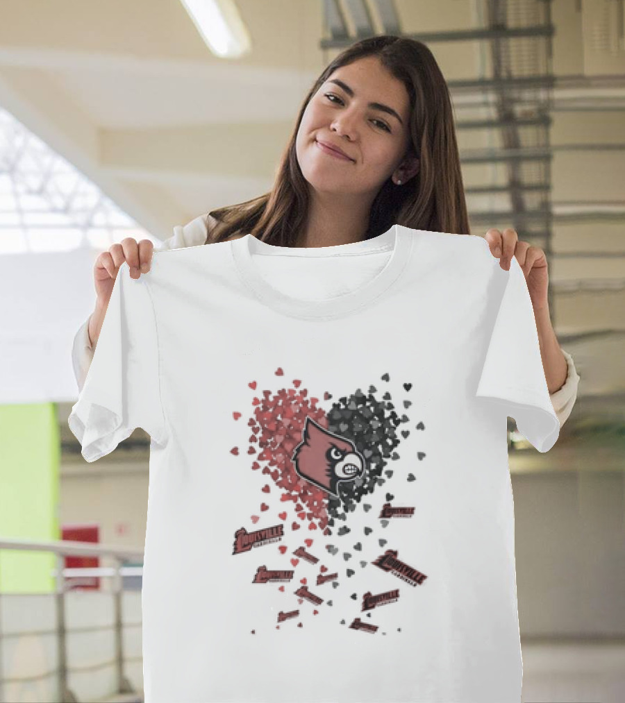 Louisville Cardinals Passionate Heart Emblem Surrounded by Vibrant Heart T-Shirt