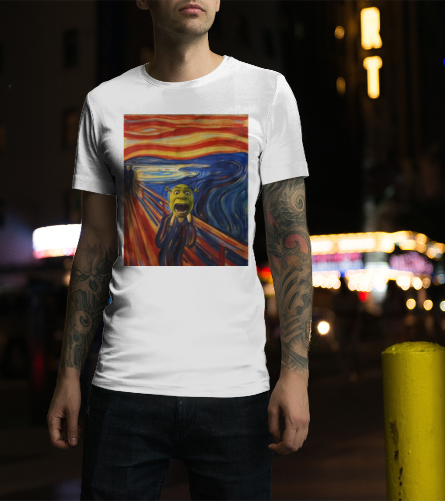 Shrek The Scream Edvard Munch Style Parody Painting T-Shirt