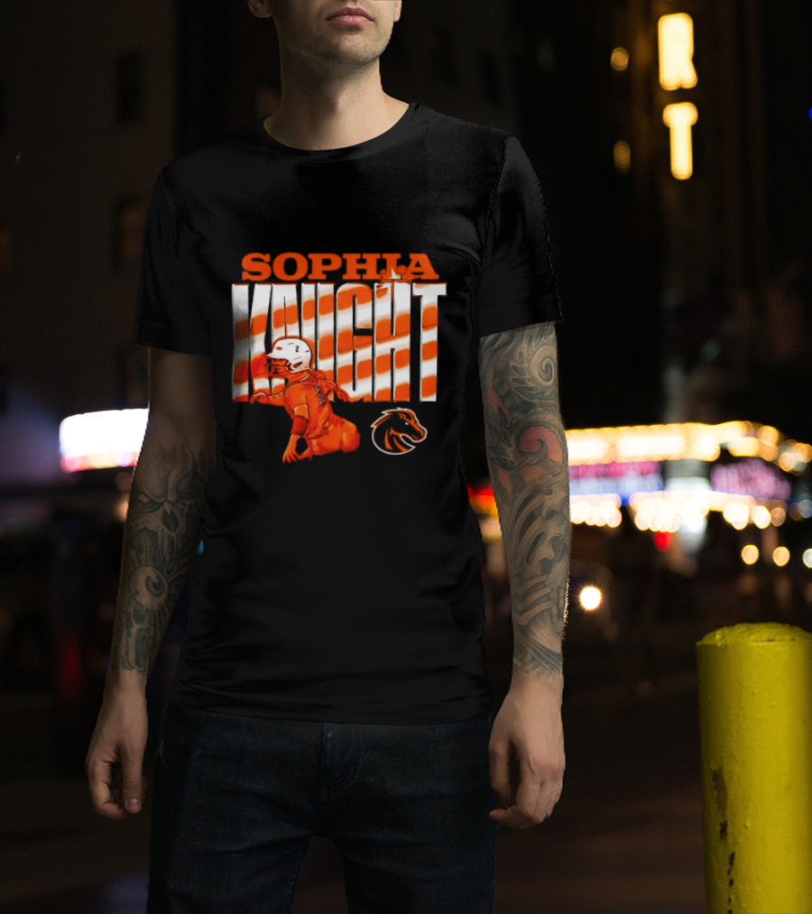 Boise State Broncos Sophia Knight Football Cartoon With Bronco T-Shirt