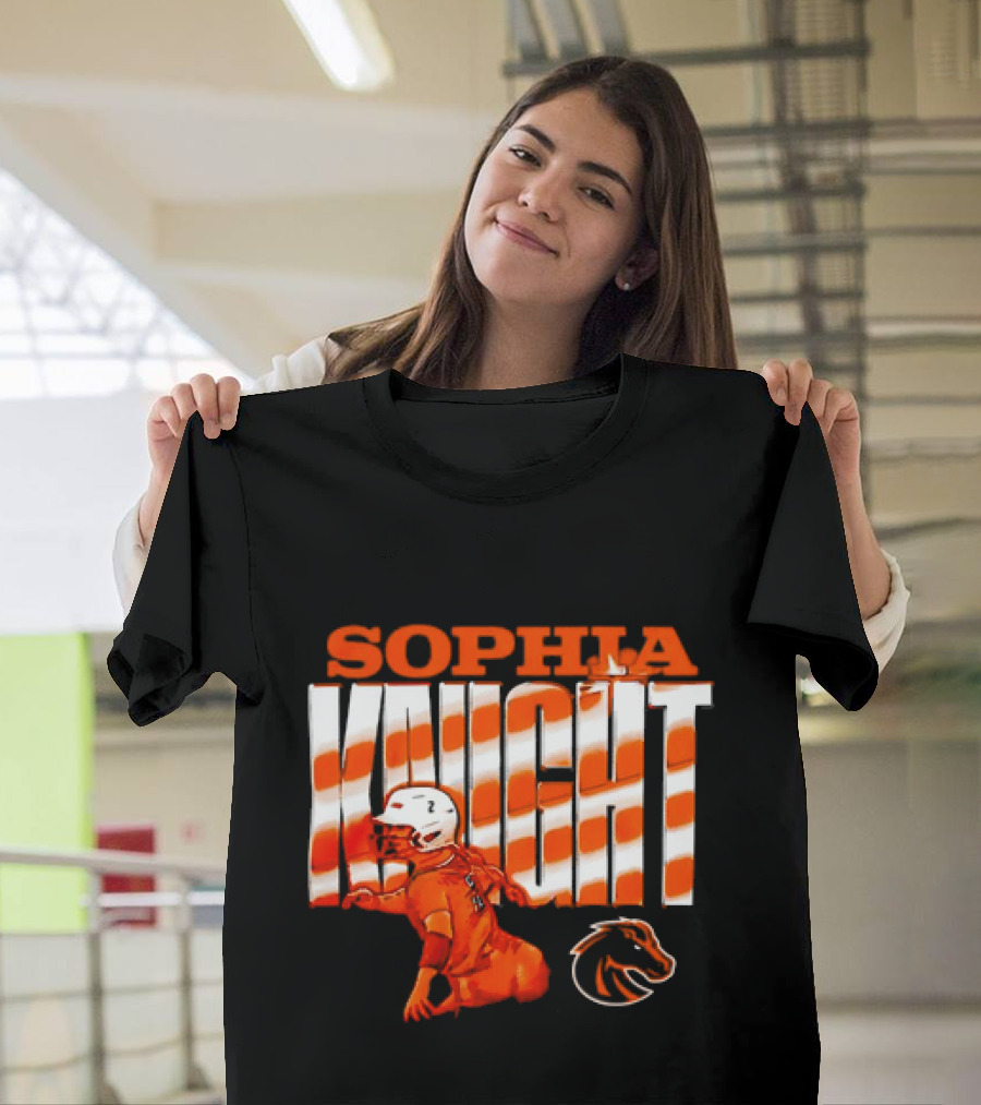 Boise State Broncos Sophia Knight Football Cartoon With Bronco T-Shirt