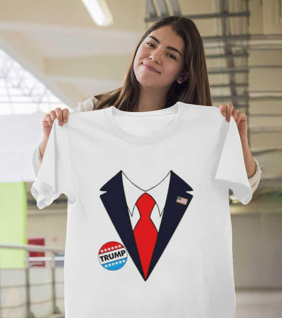 Trump Suit American Flag Badge Halloween T-Shirt