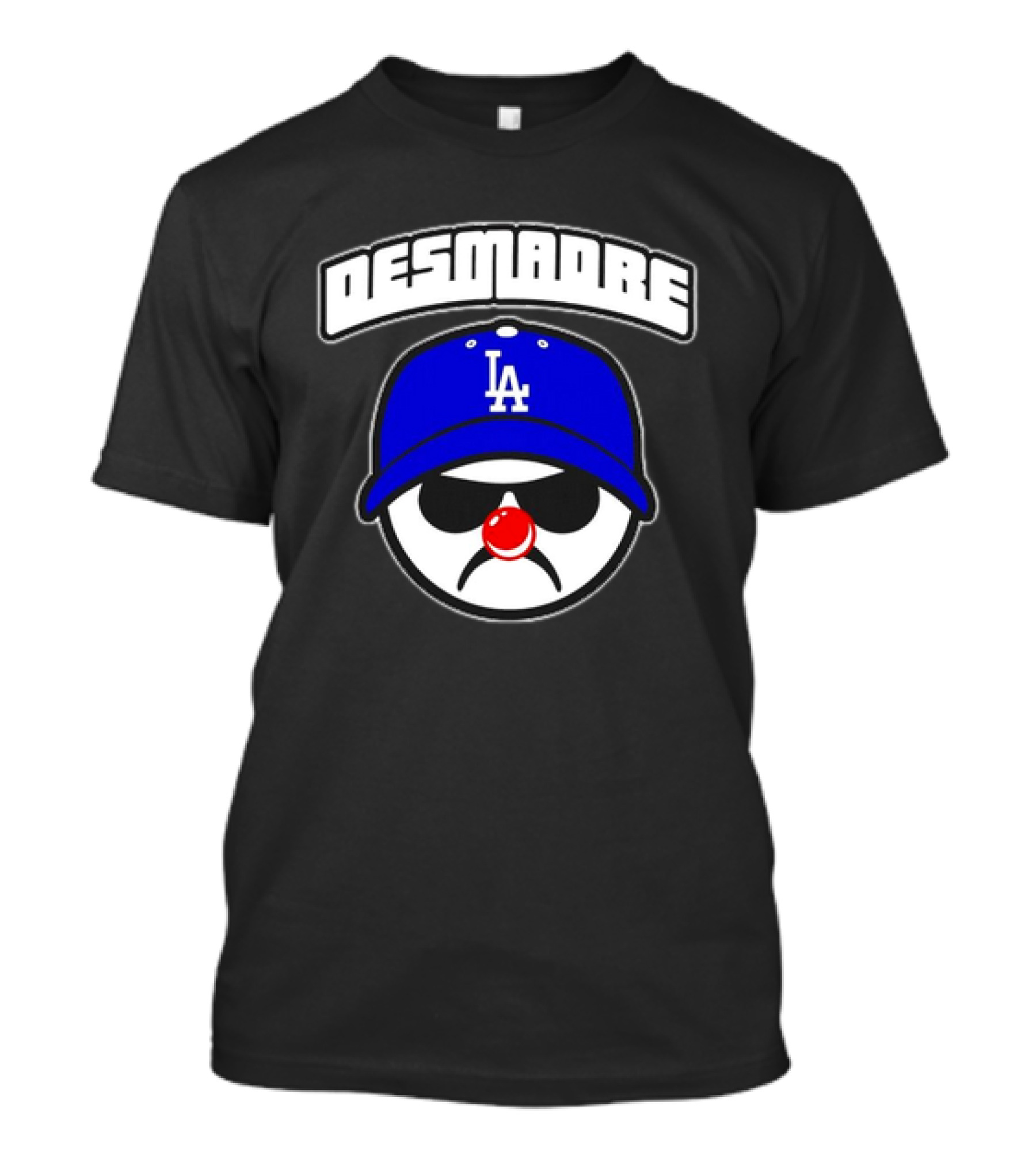 Desmadre LA Dodgers Blue Hat Clown Nose Face T-Shirt