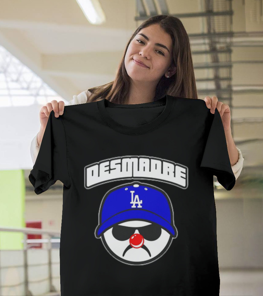 Desmadre LA Dodgers Blue Hat Clown Nose Face T-Shirt