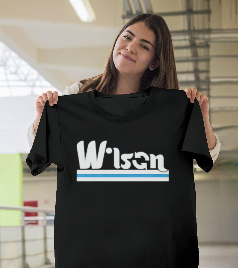 Wilson Retro Logo Style with Blue and White Stripe T-Shirt