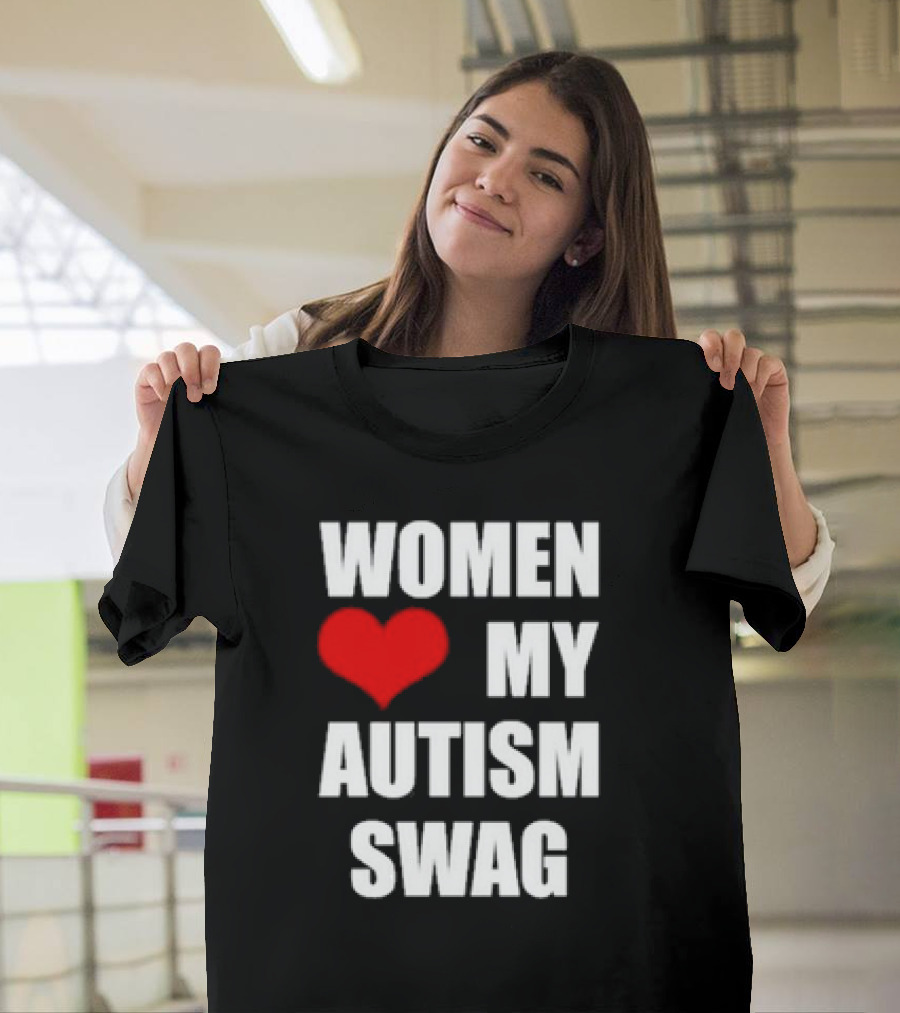 Women Love My Autism Swag Red Heart T-Shirt