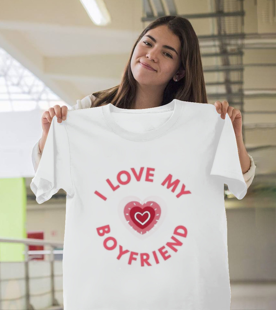 I Love My Boyfriend Heart Valentine Day T-Shirt