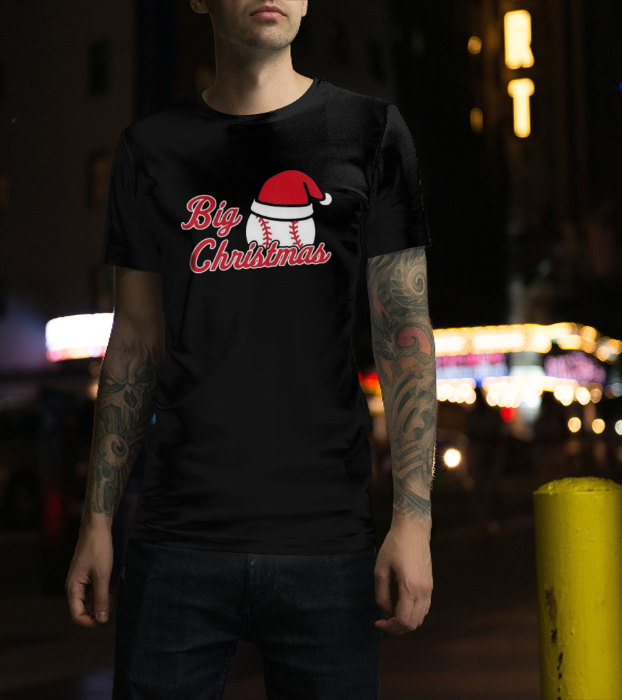 Cleveland Big Christmas Baseball Santa Hat T-Shirt
