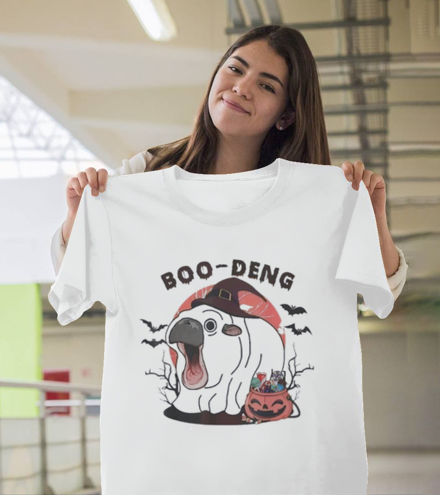 Boo-Deng Halloween Witch Cow with Candy Cauldron and Bats T-Shirt