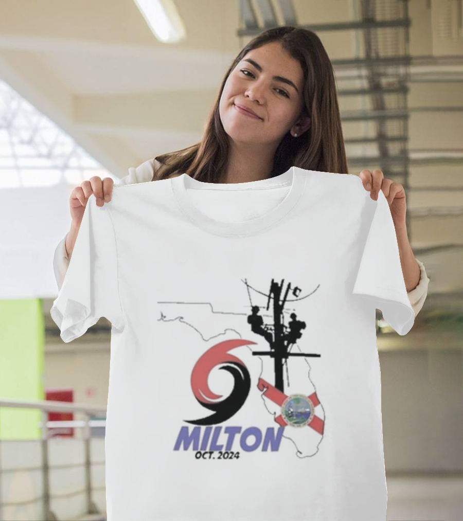 Survived Hurricane Milton October 2024 Florida Map and Power Lines T-Shirt