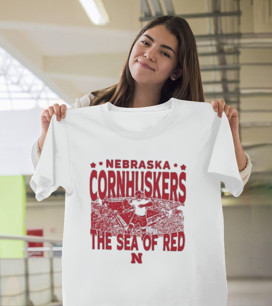 Nebraska Cornhuskers The Sea Of Red Stadium Scene T-Shirt