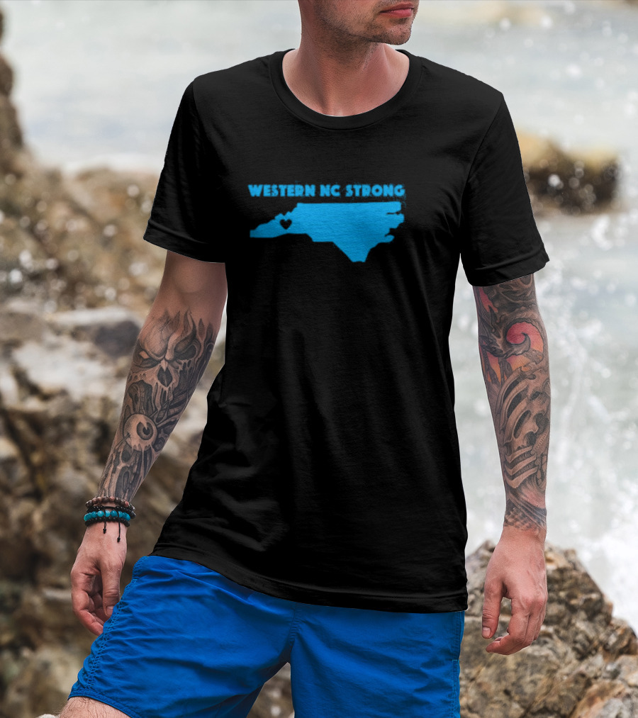 Western NC Strong Heart North Carolina Map T-Shirt