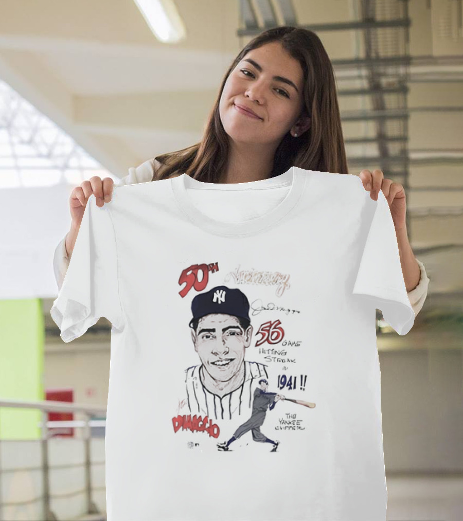 50th Anniversary Joe DiMaggio 56 Game Hitting Streak 1941 Yankee Clipper T-Shirt