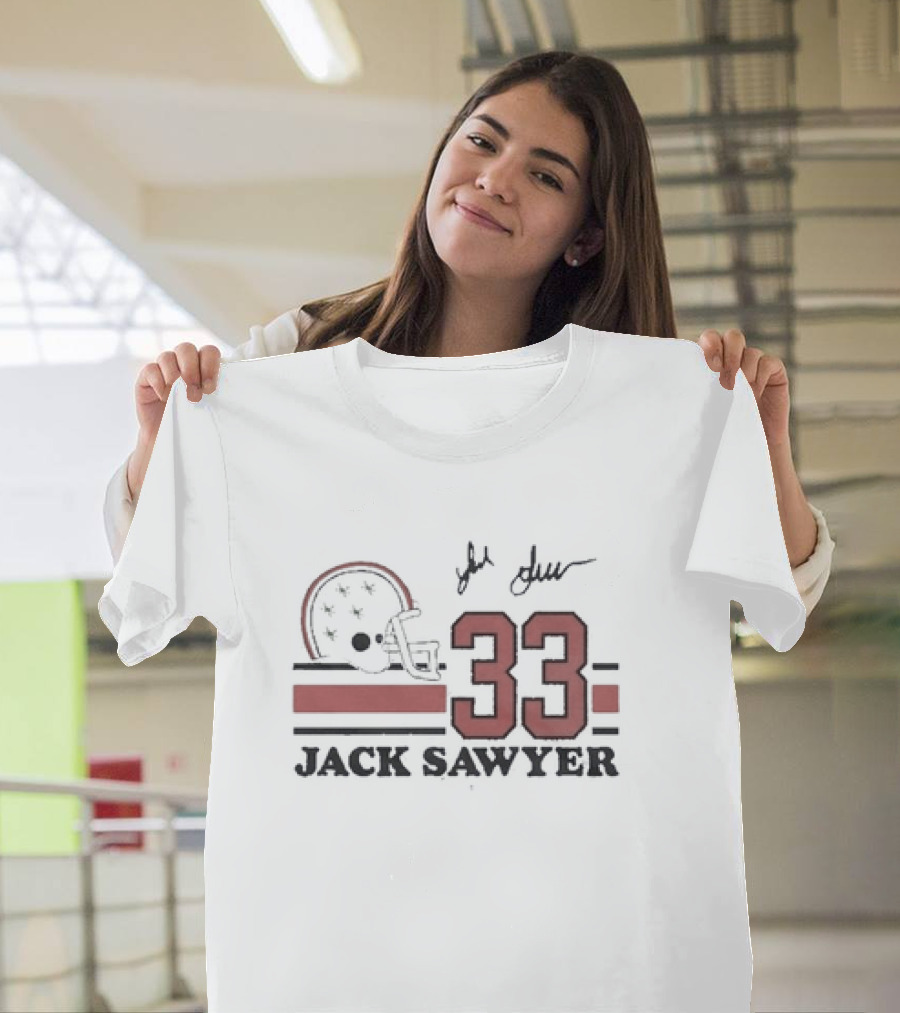 Ohio State Football Jack Sawyer 33 Signature Helmet T-Shirt