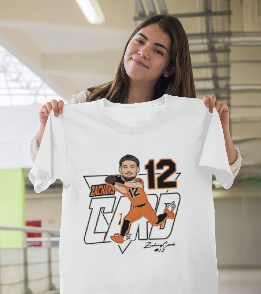 Zachary Card #12 Oregon State Beavers Football Player Caricature T-Shirt