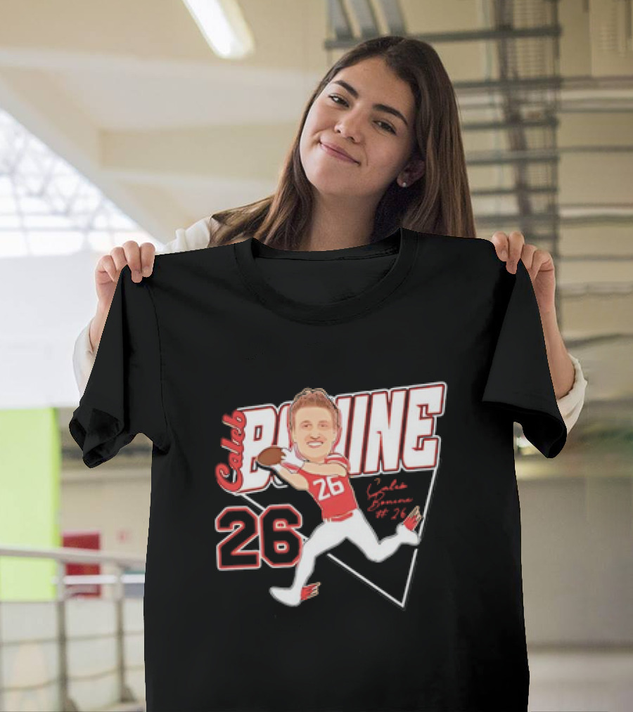 Caleb Bonine #26 Caricature Louisiana Ragin’ Cajuns Player Football T-Shirt