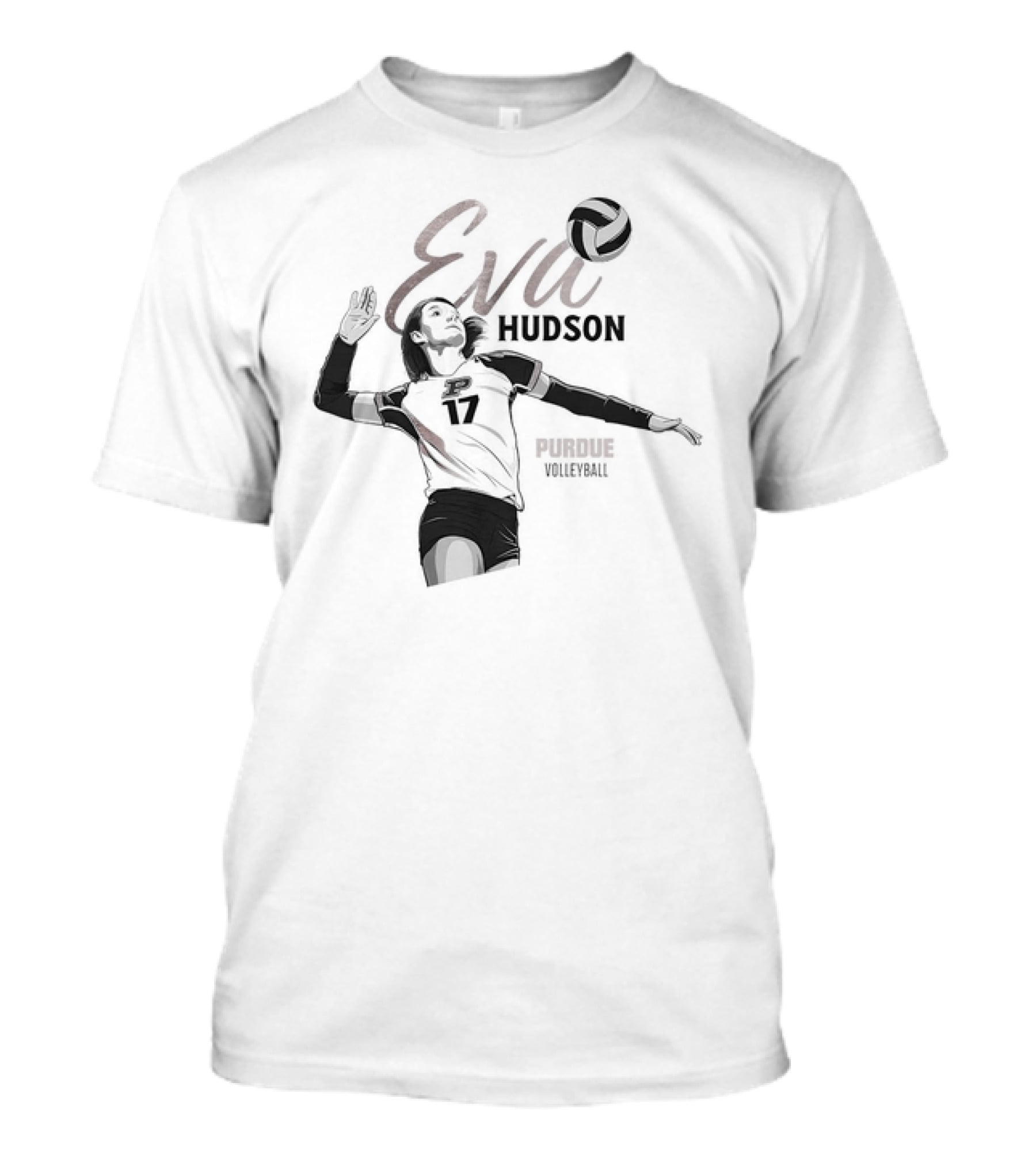 Eva Hudson Purdue Volleyball Player Number 17 In Action T-Shirt