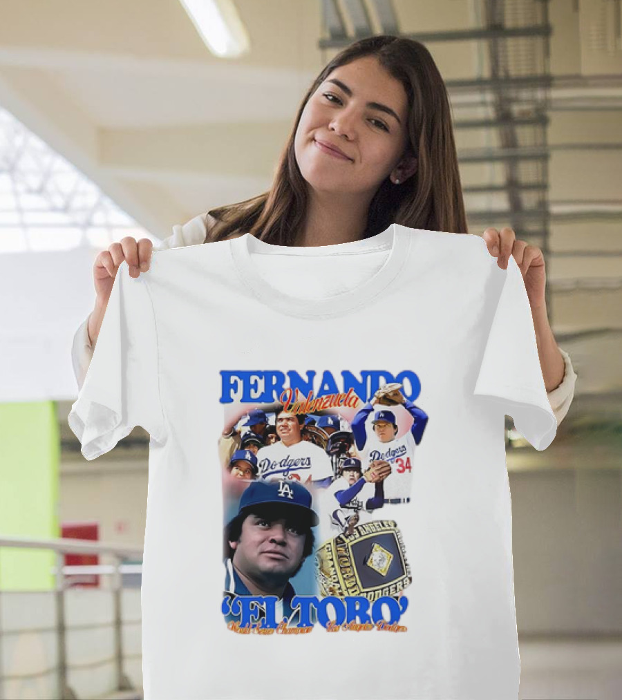 Fernando Valenzuela El Toro Los Angeles Dodgers World Series Champion Dodgers 34 T-Shirt