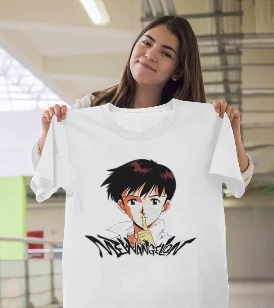 Mewangelion Ikari Shinji Anime Cartoon Evangelion Crossover T-Shirt
