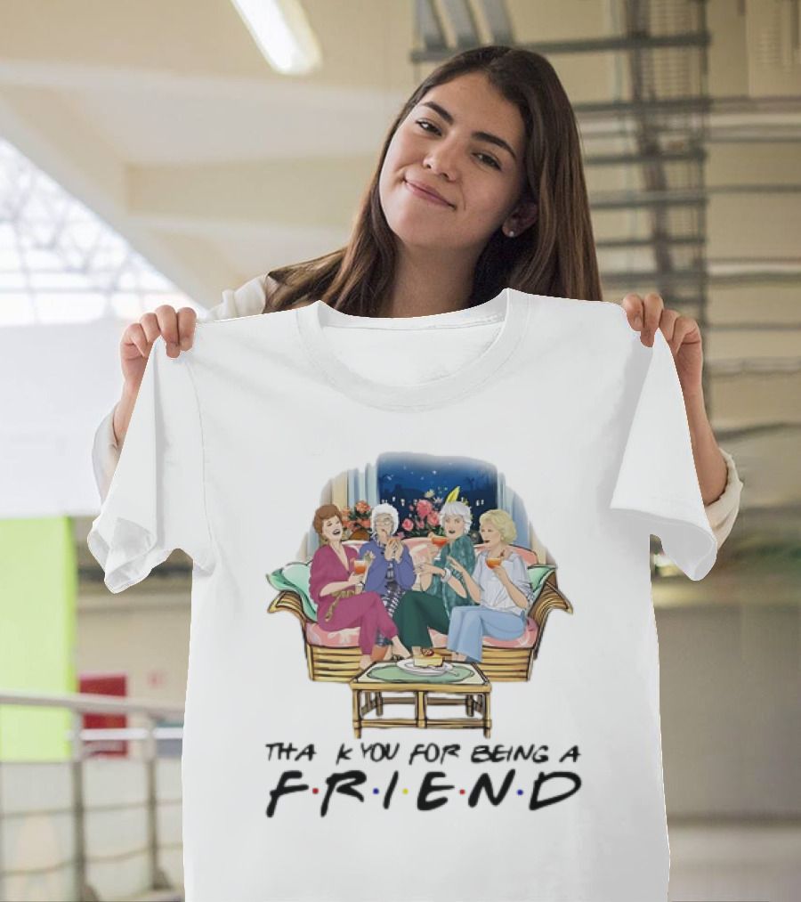 The Golden Girls Thank You for Being a FRIEND Sofa Scene with Colorful Drinks T-Shirt