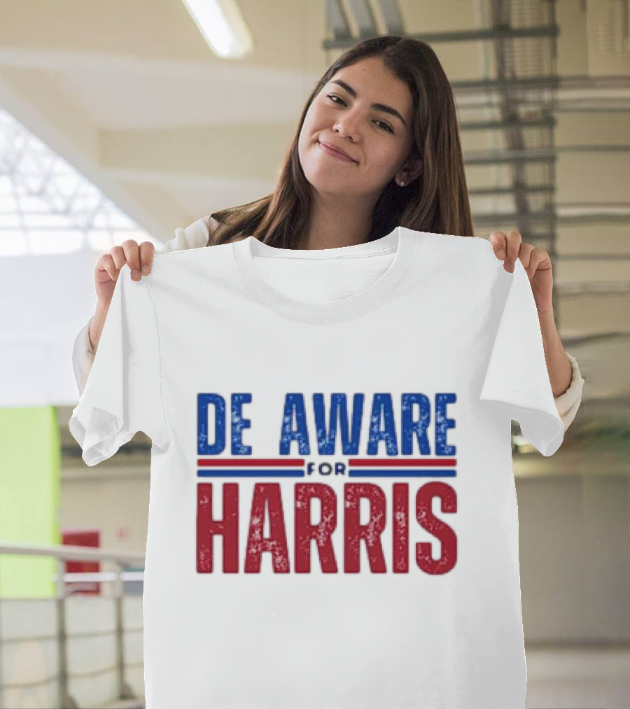 Delaware Aware for Harris Walz 2024 Against Anti Trump T-Shirt