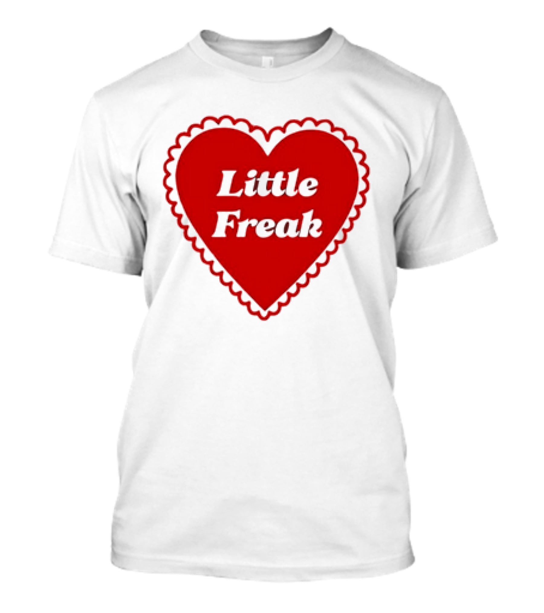Little Freak Heart Red Scalloped Text T-Shirt