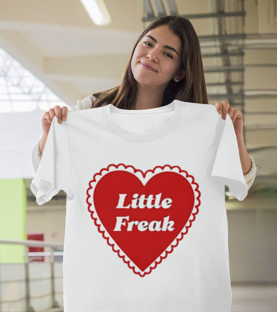 Little Freak Heart Red Scalloped Text T-Shirt