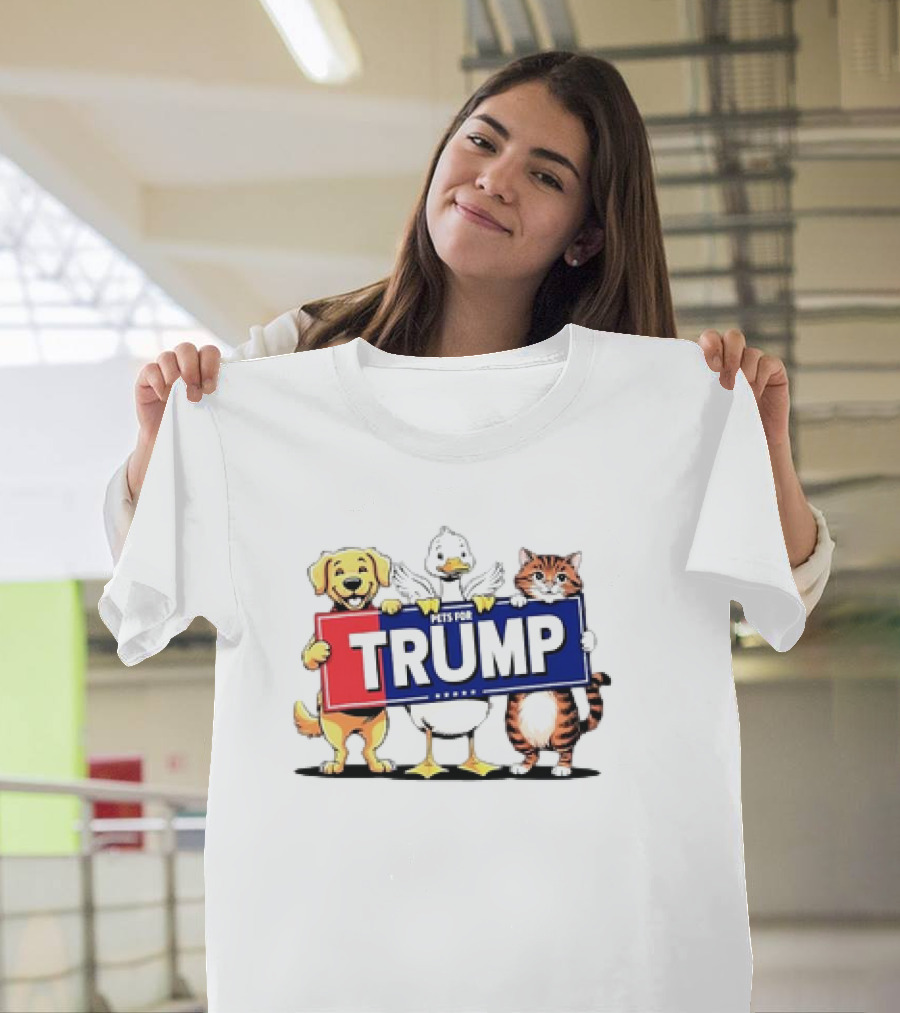 Pets for Trump Cat Duck Dog Cartoon T-Shirt