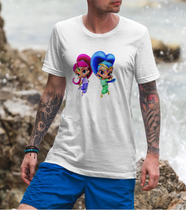 Shimmer And Shine Cartoon Girl Friend Duo With Vibrant Colors T-Shirt