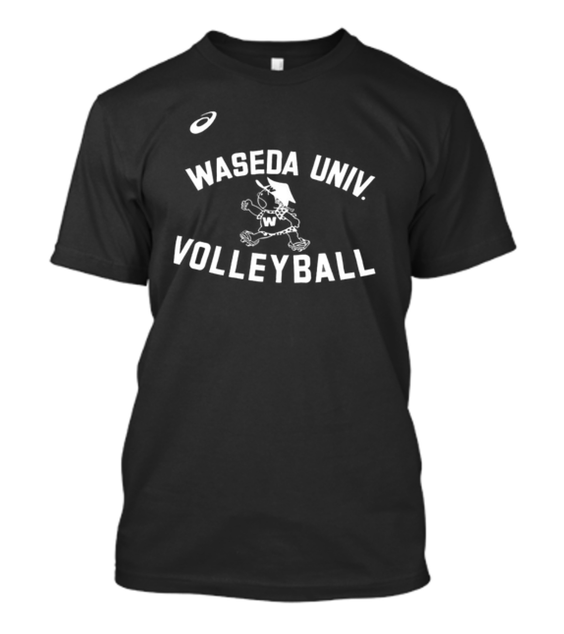 Waseda Univ. Volleyball Asics Running Cartoon Character T-Shirt