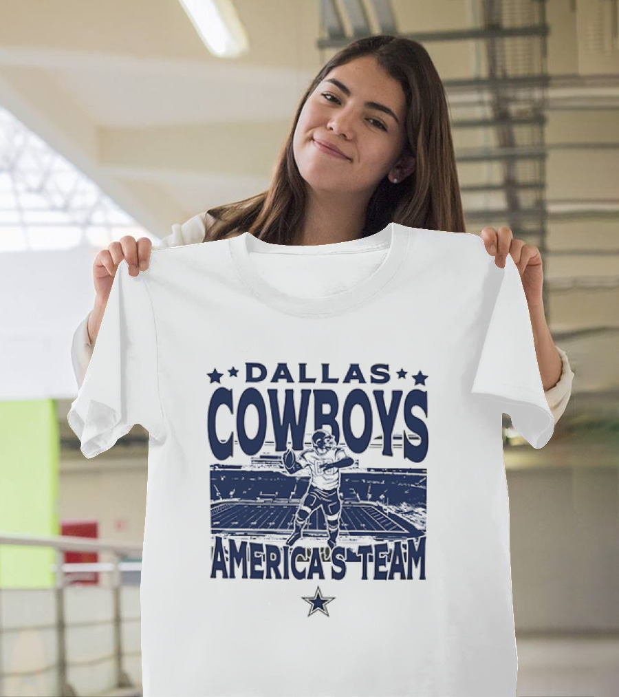 Dallas Cowboys America's Team Quarterback Stadium Blue T-Shirt