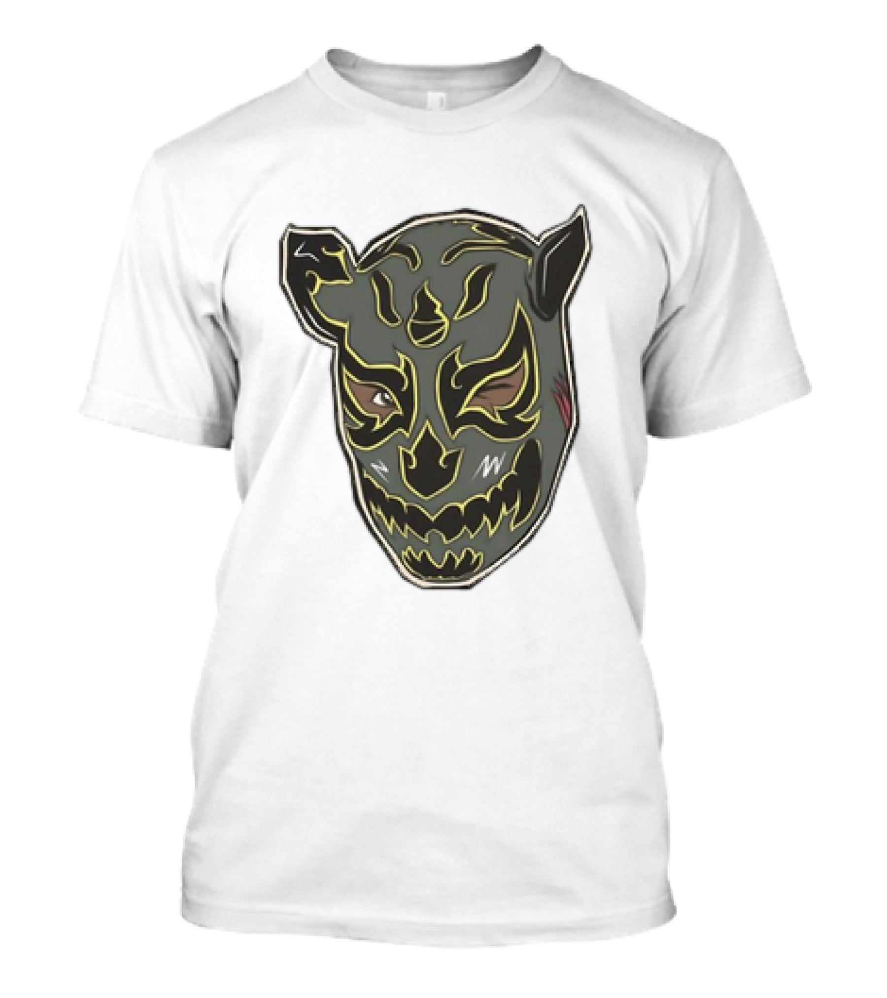 Luchador Black Mask With Grey And Yellow AEW T-Shirt