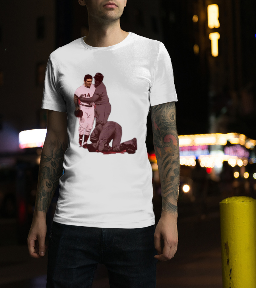 Pete Rose Levels Ray Fosse Baseball Collision Moment T-Shirt