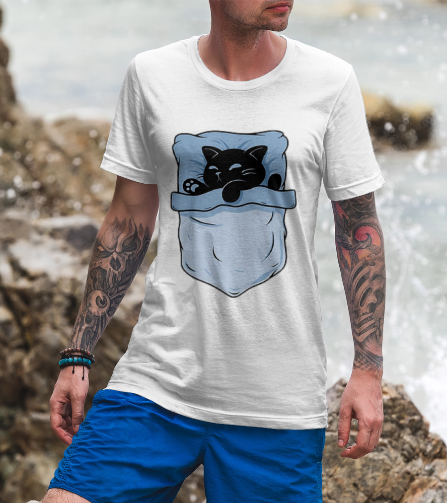 Pocket Nap Sleeping Cat Cuteness Cozy In Your Pocket T-Shirt