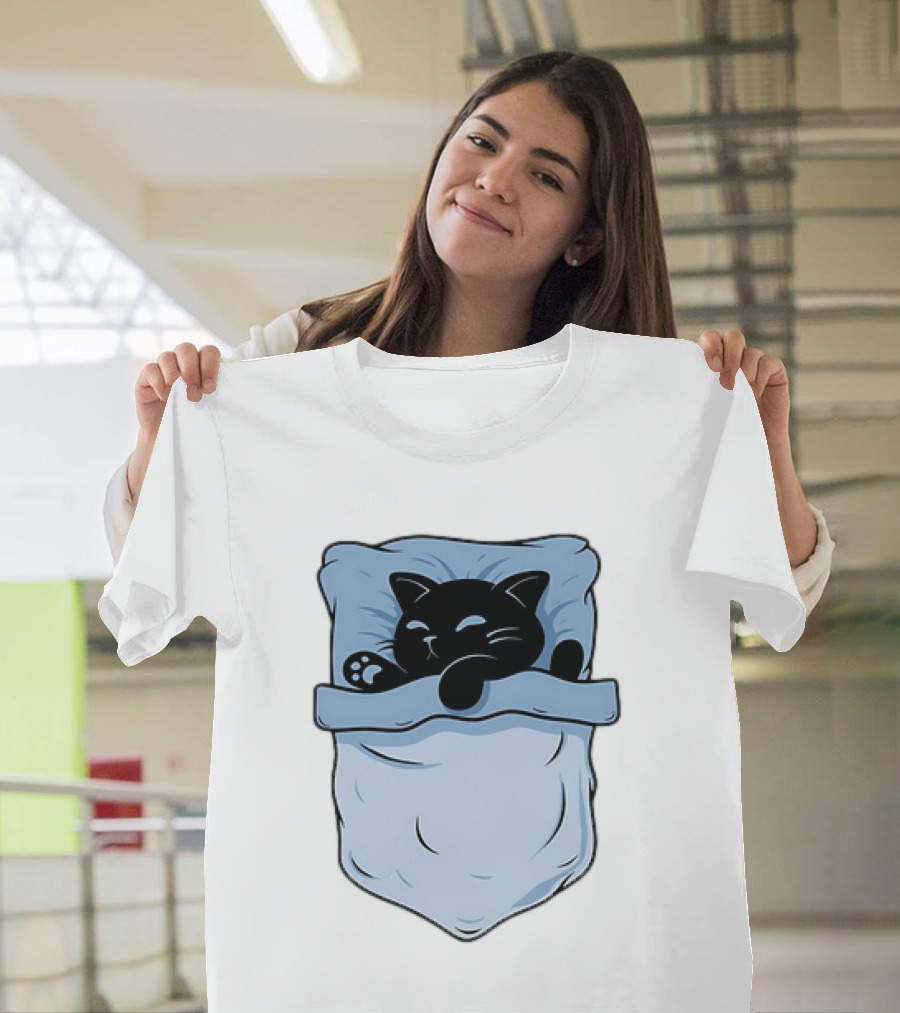 Pocket Nap Sleeping Cat Cuteness Cozy In Your Pocket T-Shirt