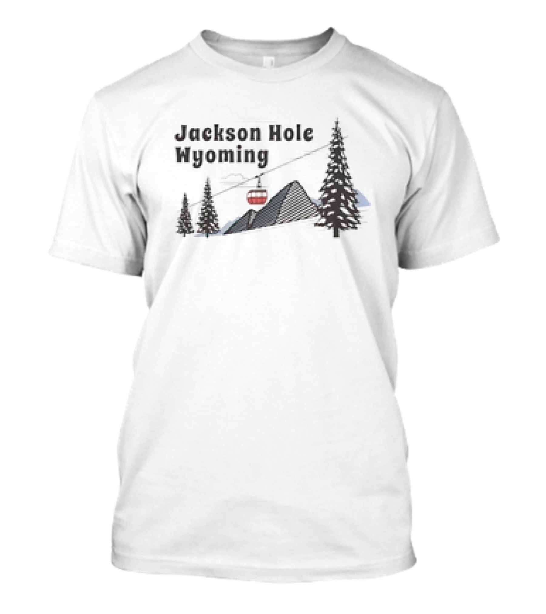 Jackson Hole Wyoming Mountain Gondola With Evergreen Trees And Ski Slope T-Shirt
