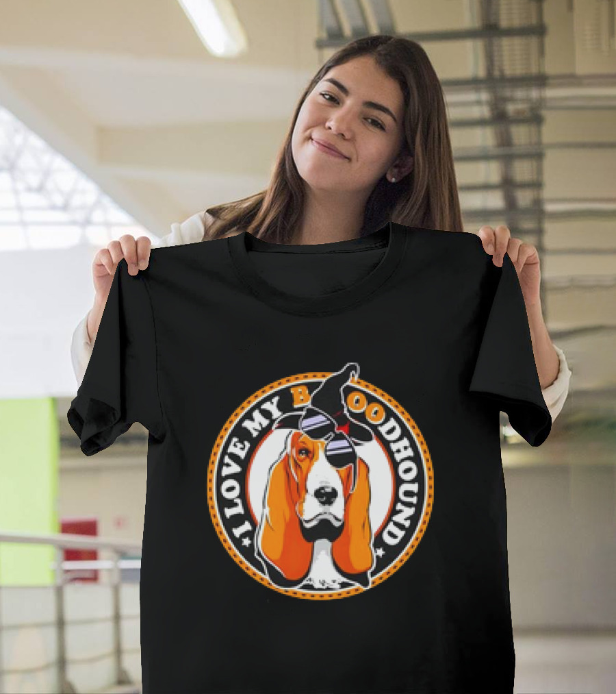 I Love My Boo Bloodhound Halloween Hat Eyepatch T-Shirt