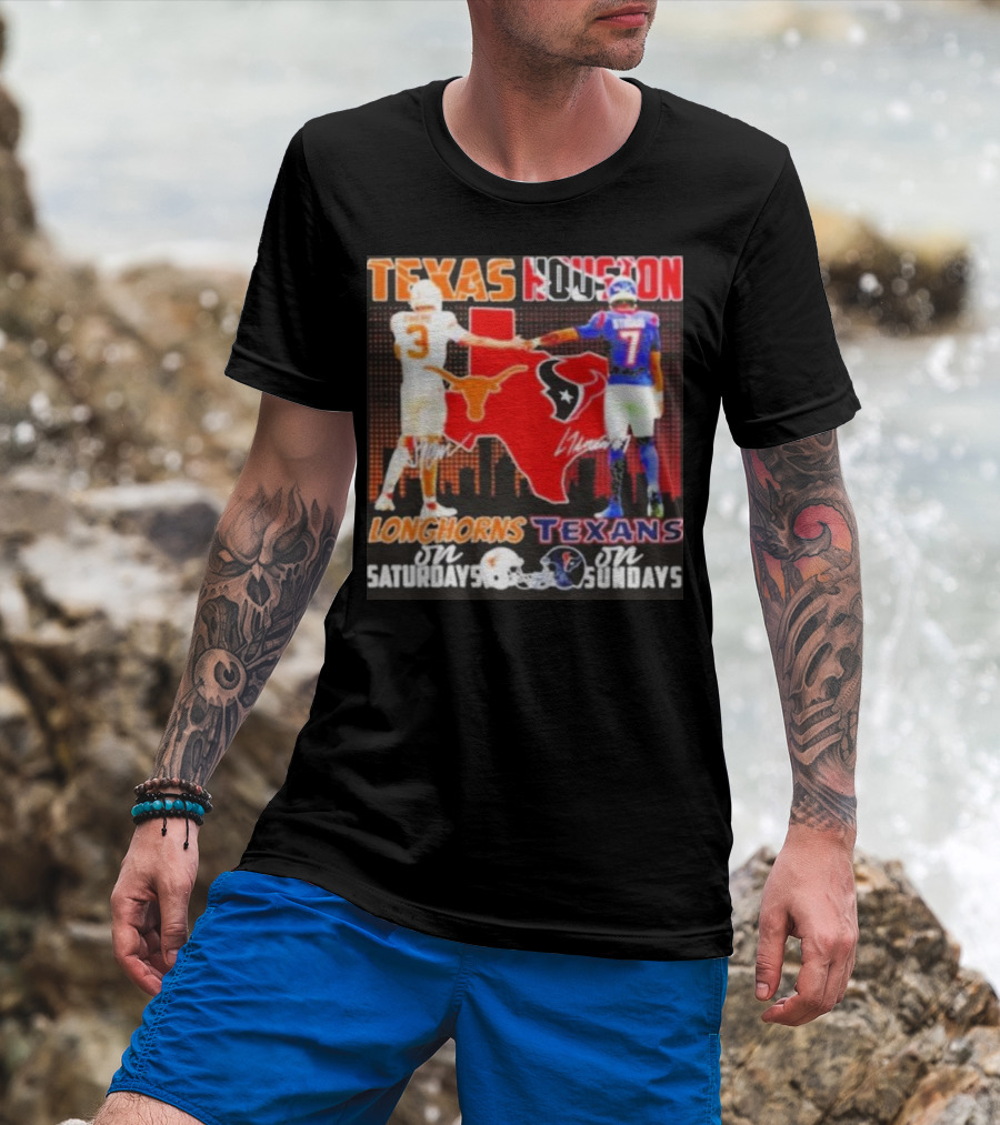 Texas Longhorns Longhorns On Saturdays Texans On Sundays T-Shirt