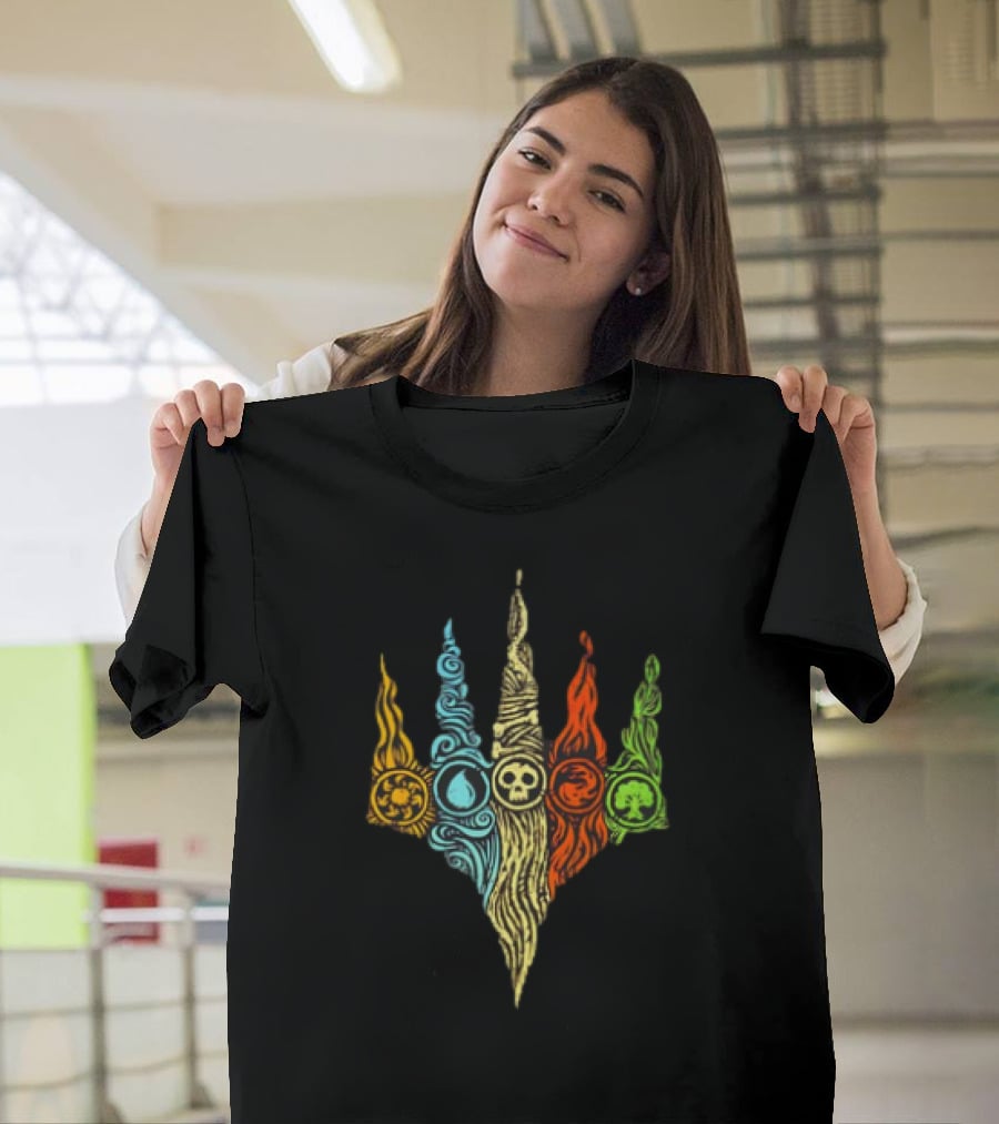 Magic The Gathering Five Mana Symbols Doodle T-Shirt