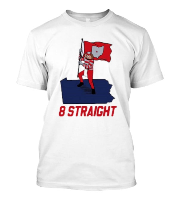 Ohio State Buckeyes Brutus Holding Flag 8 Straight T-Shirt